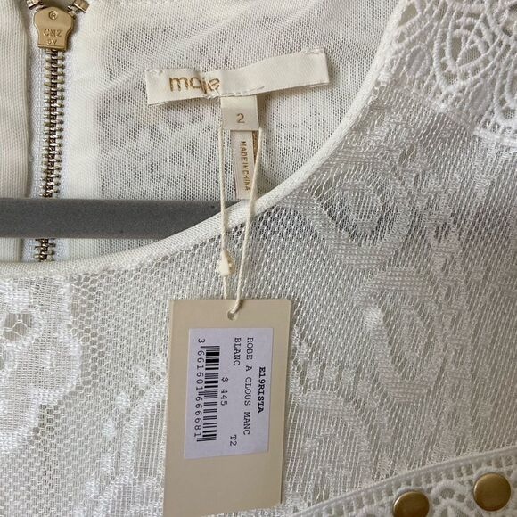 NWT Maje Robe a Clou Manc Blanc Mini White Dress Elite Show Size M - Picture 10 of 11